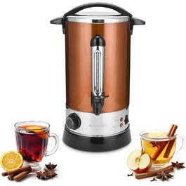 Navaris Mulled Wine Warmer/Hot Water Dispenser - Stainless Steel - with Thermostat, Fill Level Indicator, and Tap - Mulled Wine and Hot Beverage Dispenser (10 l, Copper)