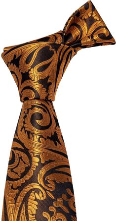 Чоловічий краватковий комплект Hi-Tie: краватка, нагрудна хустинка, затискач для краватки, запонки, шовкова тканина, чорний/золотий візерунок павліній, для вечірки, весілля