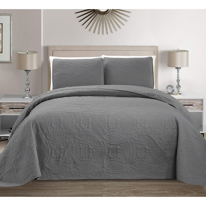 Тканина для ліжка MK Home Collection Solide з тисненням, ковдра-плед, великий розмір (Світло-сірий, King/California King)