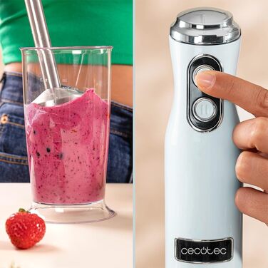 Блендер Cecotec Stabmixer Power RetroBlue 1200MAX Cream&Crush, 1200 Вт, 2 швидкості, набір аксесуарів, захист від бризок