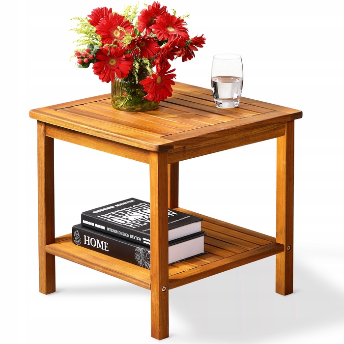 Квадратний дерев'яний стіл Casaria, 45 x 45 x 45 см