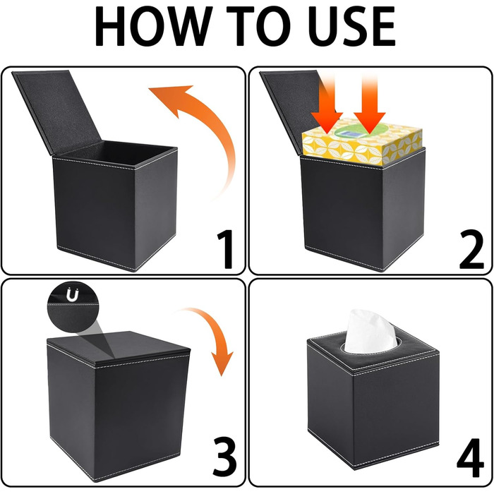 Скляна коробка для серветок прямокутної форми, тримач для косметичних серветок, органайзер для туалетного столика, ванної кімнати, авто, офісу, вінтажний стиль (чорний)