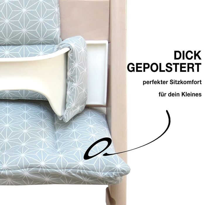 Комплект подушок для стільчика Stokke Tripp Trapp Blausberg Baby, знімний, водонепроникний, сертифікат Oeko-Tex, Made in Germany, Happy Star зелений
