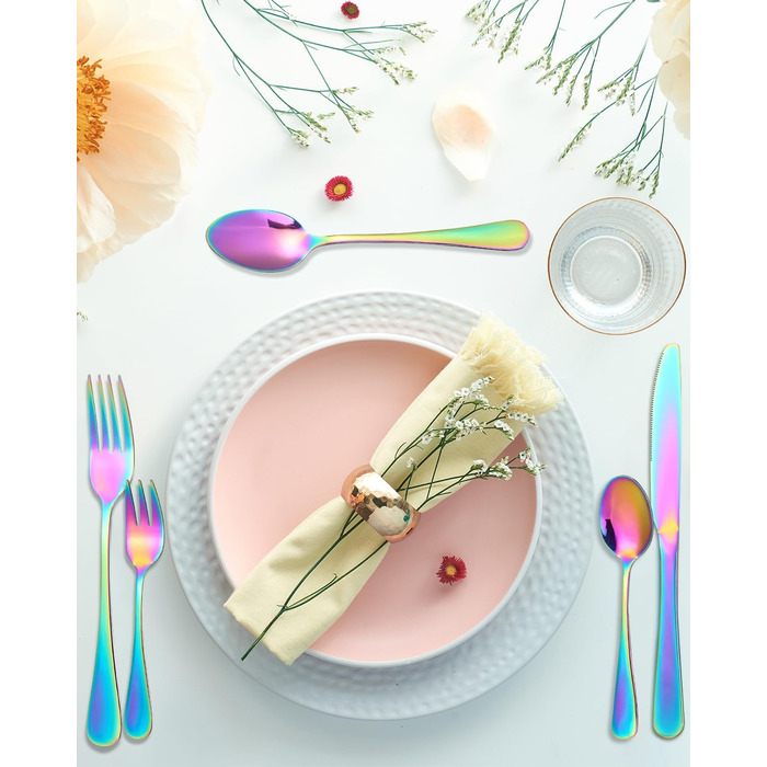 12-Person Flatware Set, 60-Piece Fantasy Color Flatware, High-Gloss Polished and Dishwasher Safe, Elegant Fantasy Color Matte Flatware, with Knife, Fork, and Spoon, for Home, Party, Restaurant