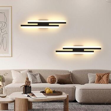 DELIPOP Настінний світильник Wandleuchte, 12W LED, 3 кольори, золото, для спальні, вітальні, коридору, сходинкового майданчика (чорний, 3000K, 48cm)