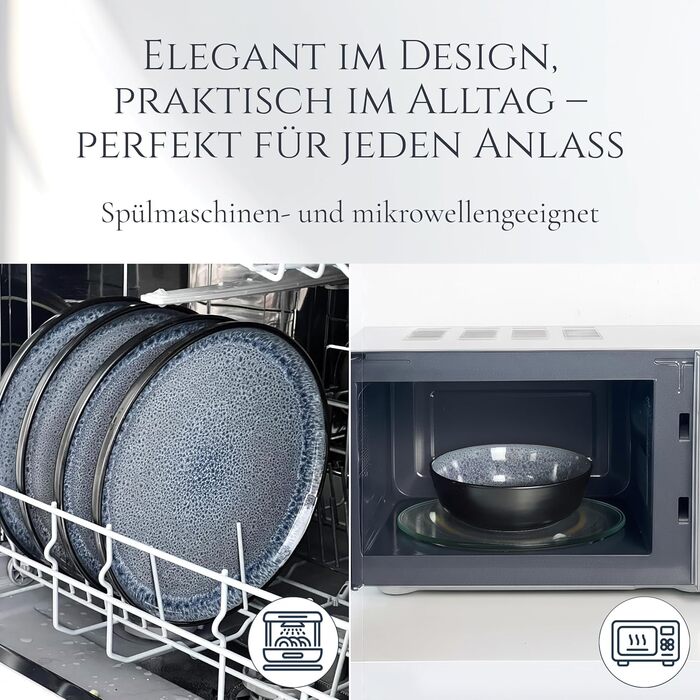 Набір посуду з каменю Ibiza 24 елементи (6 осіб) Pure Living сірий - Набір тарілок та мисок, Tafelservice