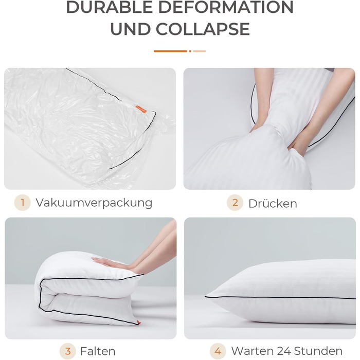 Sweetnight Pillow 80x80 2-Pack, 1300g Microfiber Pillow, Soft and Supportive Neck Pillow for All Sleeping Positions, Breathable 100% Cotton Cover, Öko-Tex Certified White 80 x 80 cm 2-Pack Striped Design 2