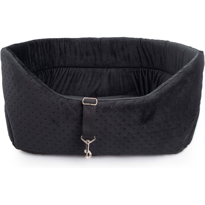 Автокрісло для собак Boutique Zoo: чорний велюр, універсальний розмір M (51x40 см)