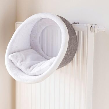 Тріксі 43144 Гірчична печера для радіатора, кругла, діаметр 38 × 34 см, білий/сірий колір