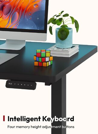 Регульований по висоті письмовий стіл SANODESK з цільною стільницею, чорний, 100 x 60 см