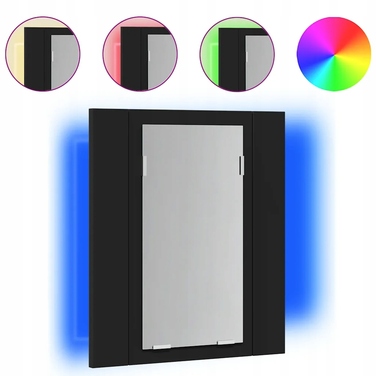Шафа в ванну кімнату з LED-дзеркалом та RGB-підсвіткою, чорна, 40x12x45 см