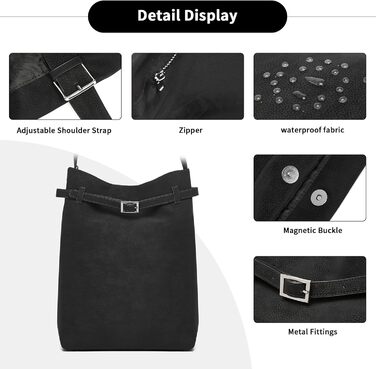 Сумка жіноча Miss Lulu велика шопер Tote Bag з м'якої PU шкіри, чорна (2-в-1)