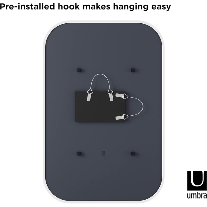 Дзеркало настінне Umbra Hub, 61 см, біле - для передпокою, ванної кімнати, вітальні