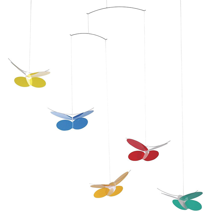 Flensted Mobiles Butterflies Mobile, Steel, Multicolor, 68x45 cm