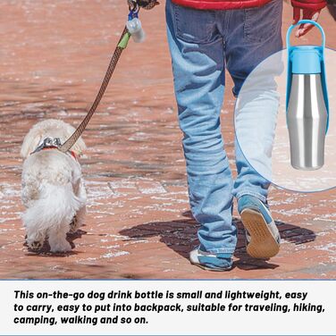 Водяна пляшка для собак ZoneYan 750 мл з нержавіючої сталі, портативна, витокозахисна, для подорожей, парків, кемпінгу, походів (світло-блакитна)