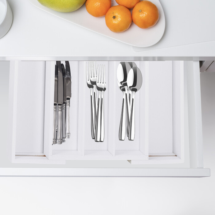 Relaxdays Cutlery Insert Bamboo White