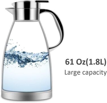 Термос Luvan 1.8L з нержавіючої сталі 304, ізольована кавова/чайничка з подвійними стінками, зберігає тепло 12 годин, холод - 24 години, для кави, чаю, соку