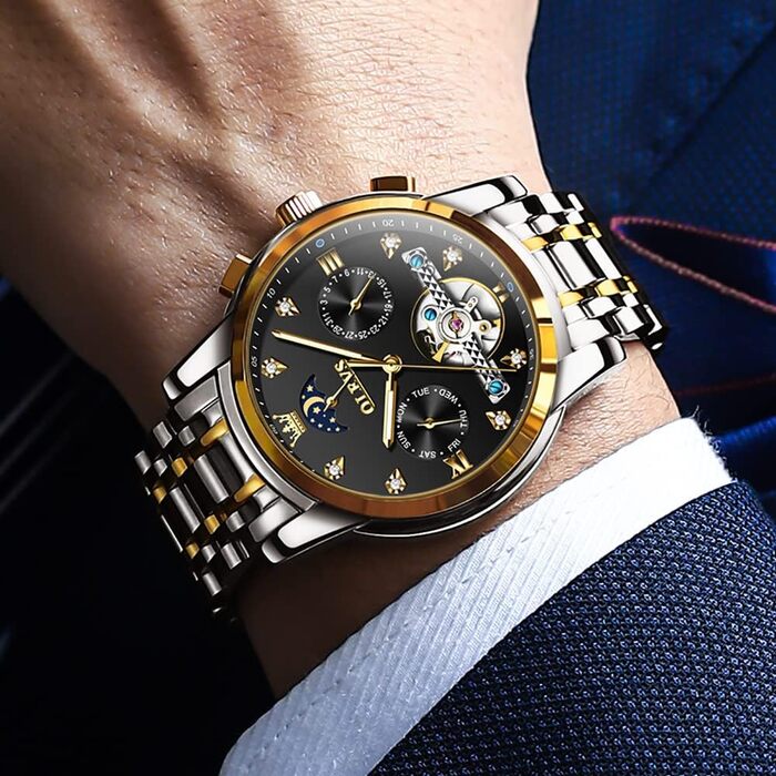 Чоловічий годинник OLEVS Chronograph: водонепроникний, кварцовий, зі сталевим корпусом та підсвіткою циферблата (6678, чорний/золотий/сріблястий)