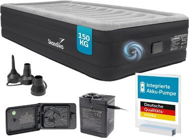 Надувна повітряна матрац Skandika Sveja | Самостійно надувний матрац з насосом USB, 204 x 151 x 43 см, 300 кг, для кемпінгу (1 особа)