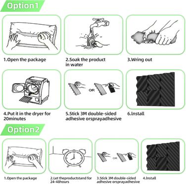 Акустичний поролон Foneso для звукоізоляції, панелі-поглиначі шуму 30x30x5 см, висока щільність 25кг/м³, хвилястий візерунок, чорний (8 шт.) для студії, офісу та кімнати запису