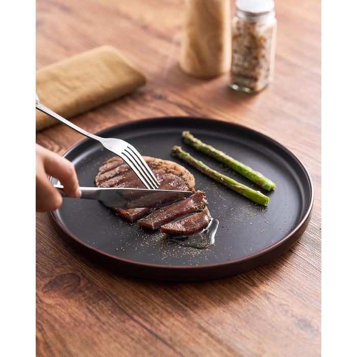 Набір посуду Mercury, 12 предметів: тарілки, супові миски, десертні тарілки, набір для 4 осіб, кераміка, колір графіт (матовий чорний), безпечний для мікрохвильової печі та посудомийної машини