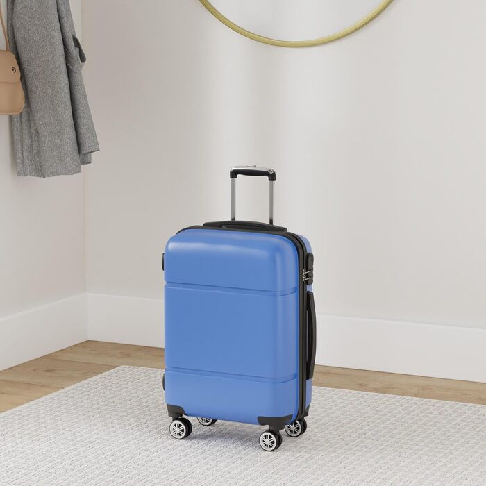 Валіза ручної поклажі KONO з роликами, жорсткий корпус, Trolley 55x38x22 см, 33 літри, легкий, ABS (Морська блакить)