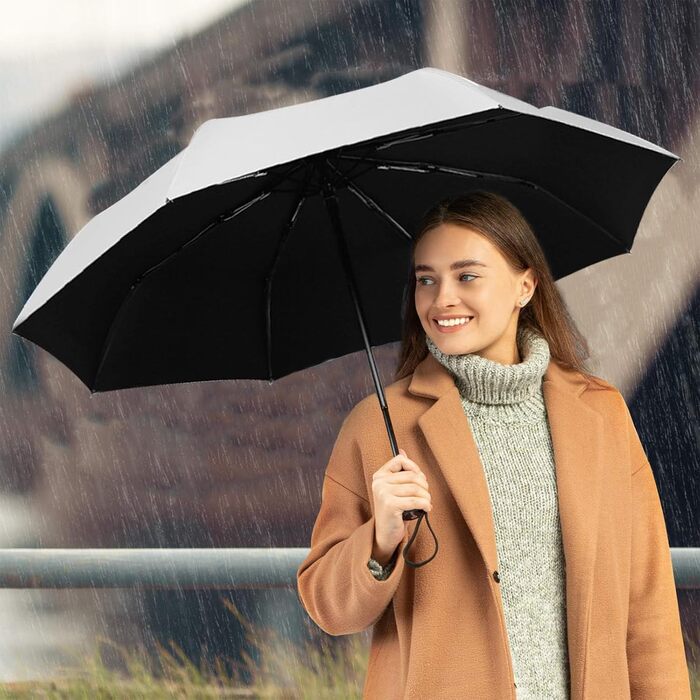Зонт автоматичний штормостійкий з UV захистом, 8 ребер, легкий та міцний, білий