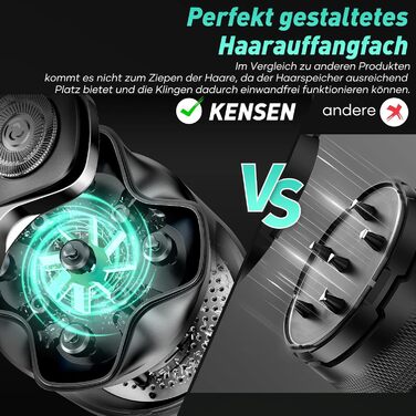 Електричний голковий бритва для чоловіків Glatzen Rasierer: бездротовий, вологостійкий, з 5D рухомою головкою, чорний