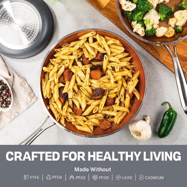 Набір посуду GOTHAM STEEL 12 предметів: каструлі та сковороди з антипригарним покриттям, кераміка, блакитний, без PFOA, від Шефа Даніеля Гріна