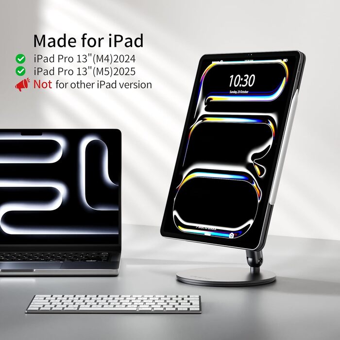 Магнітна підставка LULULOOK для iPad Pro 13'' M4/M5 (2024-2025), iPad Air 13'' M4, iPad Pro 12.9'' — обертова на 360°, складна, алюмінієва