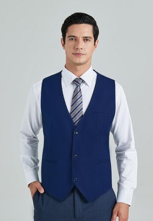 Костюмний жилет чоловічий HISDERN, темно-синій, бавовна, однотонний, V-подібний виріз, з кишенями, для вечірки, весілля, бізнесу