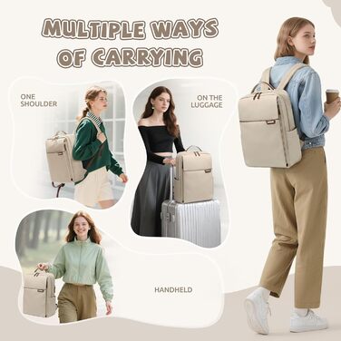 Рюкзак для ноутбука 16 дюймів, водонепроникний, для чоловіків та жінок, для подорожей, школи, велосипеда та повсякденного використання, кольору абрикос