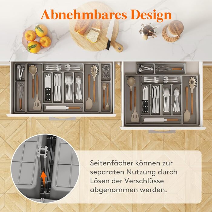 Органайзер для столових приборів Lifewit, 51.6x42 см, для 60 приборів, знімний тримач, пластик