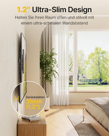 Настінний кронштейн для телевізора monTEK Ultra Slim (43–95 дюймів), нахильний, витримує до 68 кг, VESA до 800x400 мм