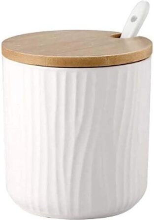 Керамічна баночка для спецій 8.5x8см з кришкою та ложкою. Підходить для кухні, їдальні, кав'ярні (сіра)