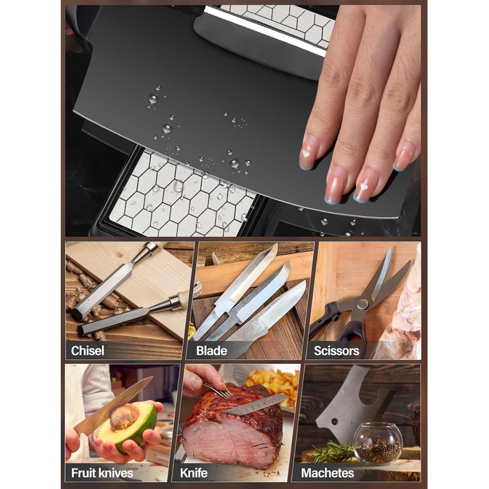 Двобічний алмазний точильний камінь Kalolary для ножів, ножниць, кухонних та туристичних інструментів (400/1000 гріт з доводкою)