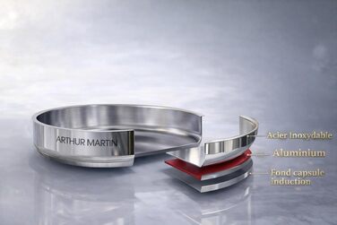 Набір посуду Arthur Martin 5540 з нержавіючої сталі, каструлі та сковорідки, 10 предметів, великий