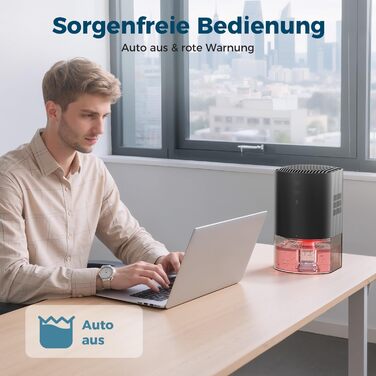 Електричний осушувач повітря AROEVE 990мл з 7-кольоровим підсвічуванням, автоматичним вимкненням та захистом від пролиття - для дому, шафи, ванної кімнати та кухні