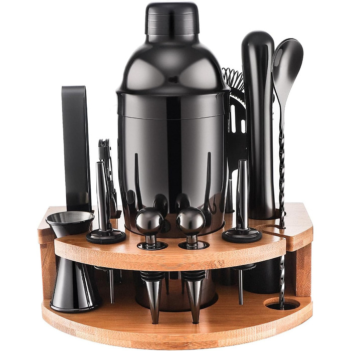Набір шейкер для коктейлів Barkeeper Set, професійний набір барного інвентарю з нержавіючої сталі, чорний