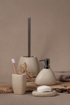 Набір для туалету WENKO Mod. Pion, бежевий: тримач щітки та щітка для унітазу з змінним насадком