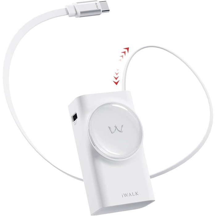 Power Bank iWALK 10000mAh з вбудованим кабелем USB-C (70см), 3 виходи, PD 30W, для iPhone, Samsung, Android, iPad