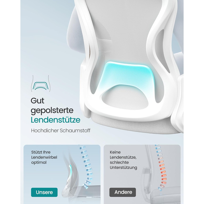 Офісне крісло SONGMICS з ергономічною підтримкою спини, дихаюча сітка, регульована підголівник, для дому та офісу, OBN041B01 (Тауновий сірий)