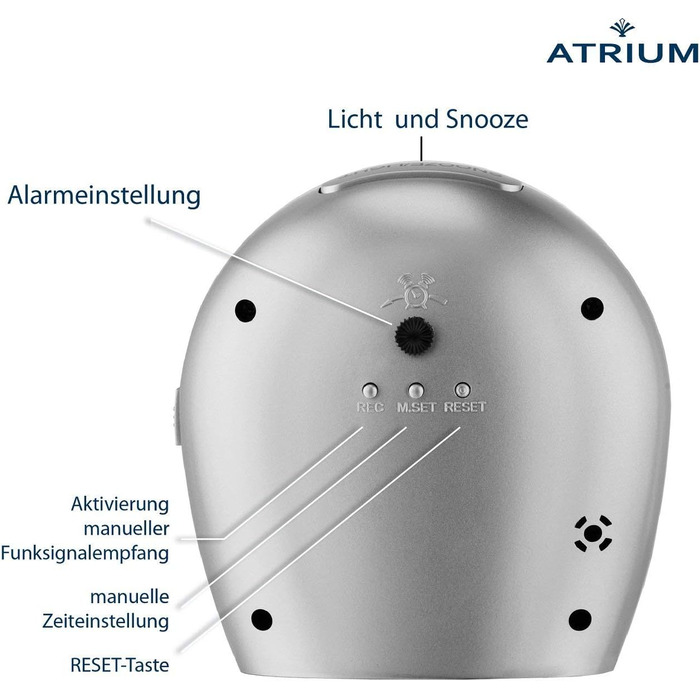 Atrium Funkwecker Analog Quartz Silent Movement Classic Design Matte Silver A620-19