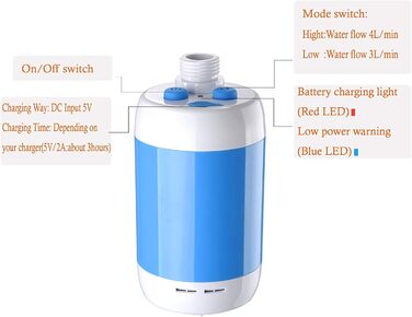 Електрична портативна душова кабіна Iron Hammer для кемпінгу, автомиття та купання тварин (блакитна)