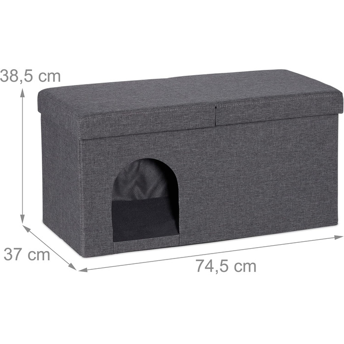 Кігтечка для котів Relaxdays, складана лавка, сіра, 38,5 x 74,5 x 37 см