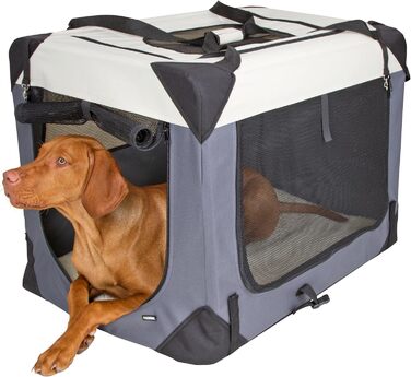 Переносна переноска для тварин Kerbl Journey, 81x58x58 см, сірий/бежевий колір