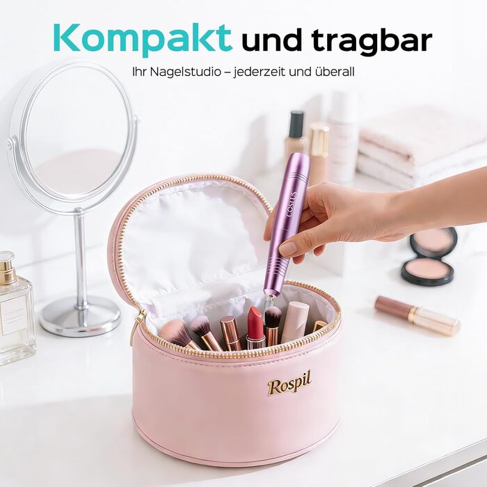 Електричний фрезер для нігтів Coslus: 20000 об/хв, регулювання швидкості та напрямку, манікюр та педикюр, набір для шліфування гелю та акрилу (фіолетовий)