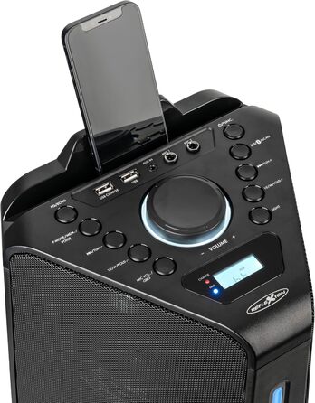 Reflexion PS09BT Bluetooth портативна акустика для вечірок, DJ, караоке, 500 Вт, радіо UKW-PLL, світлодіодний ефект, мікрофон, вбудований акумулятор, чорний (PS100BT (800W))