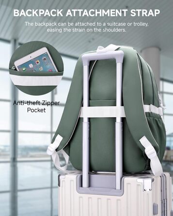 Дитячий рюкзак для підлітка, шкільний рюкзак для дівчинки з багатьма відділеннями, рюкзак для учнів 3-5 класів, середньої та старшої школи, нейлоновий рюкзак для подорожей та відпочинку (зелений)