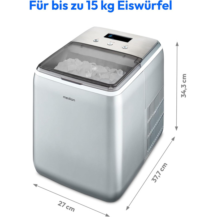 Машина для приготування льоду MEDION MD11960: кубики, подрібнений лід, 2 л бак, самоочищення